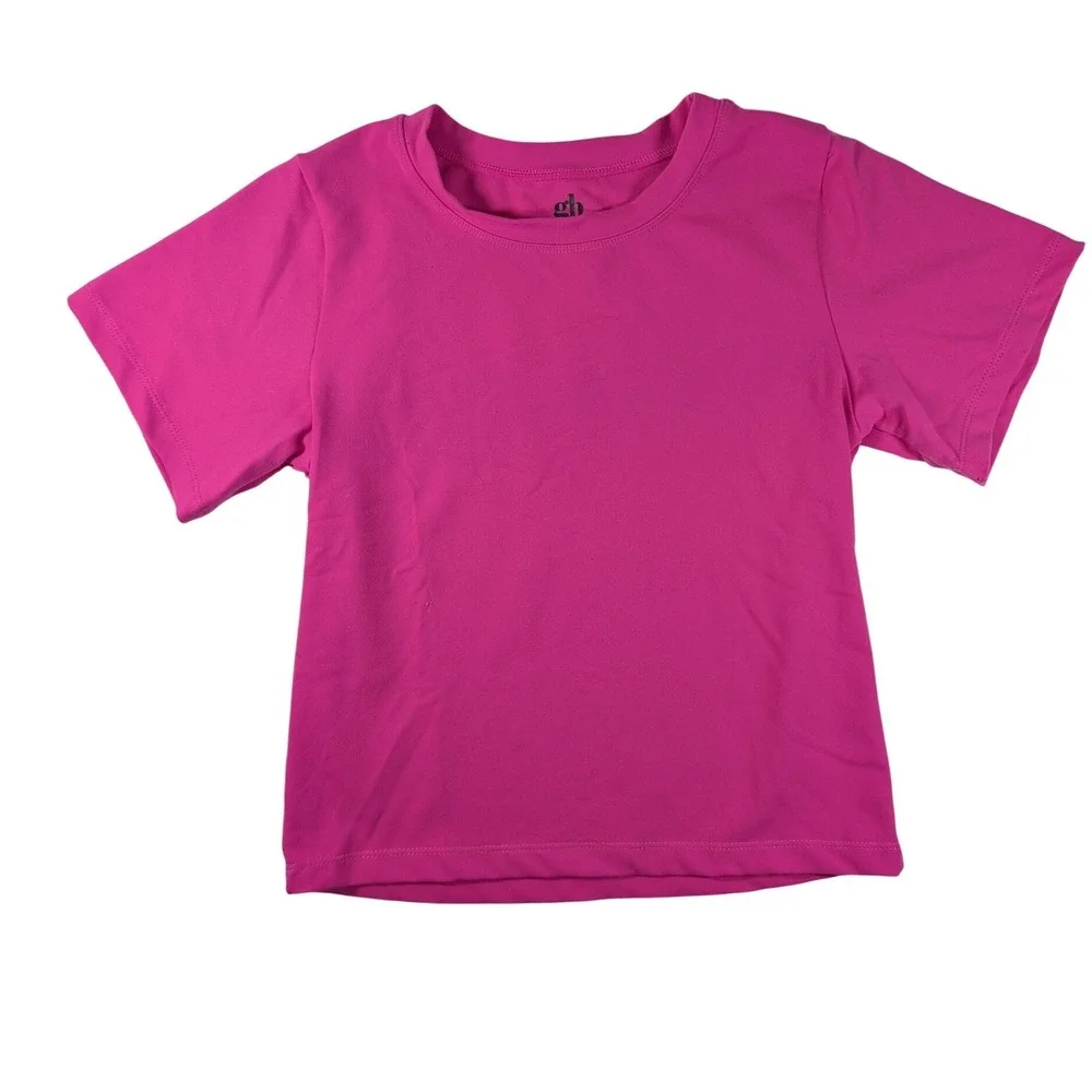 GB Girls T-Shirt Kids XL Pink Short Sleeve Athletic Crew Neck Stretch Top